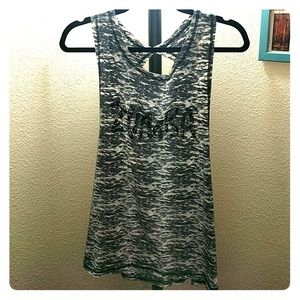 Zumba open backed gray & white tank, sz XL